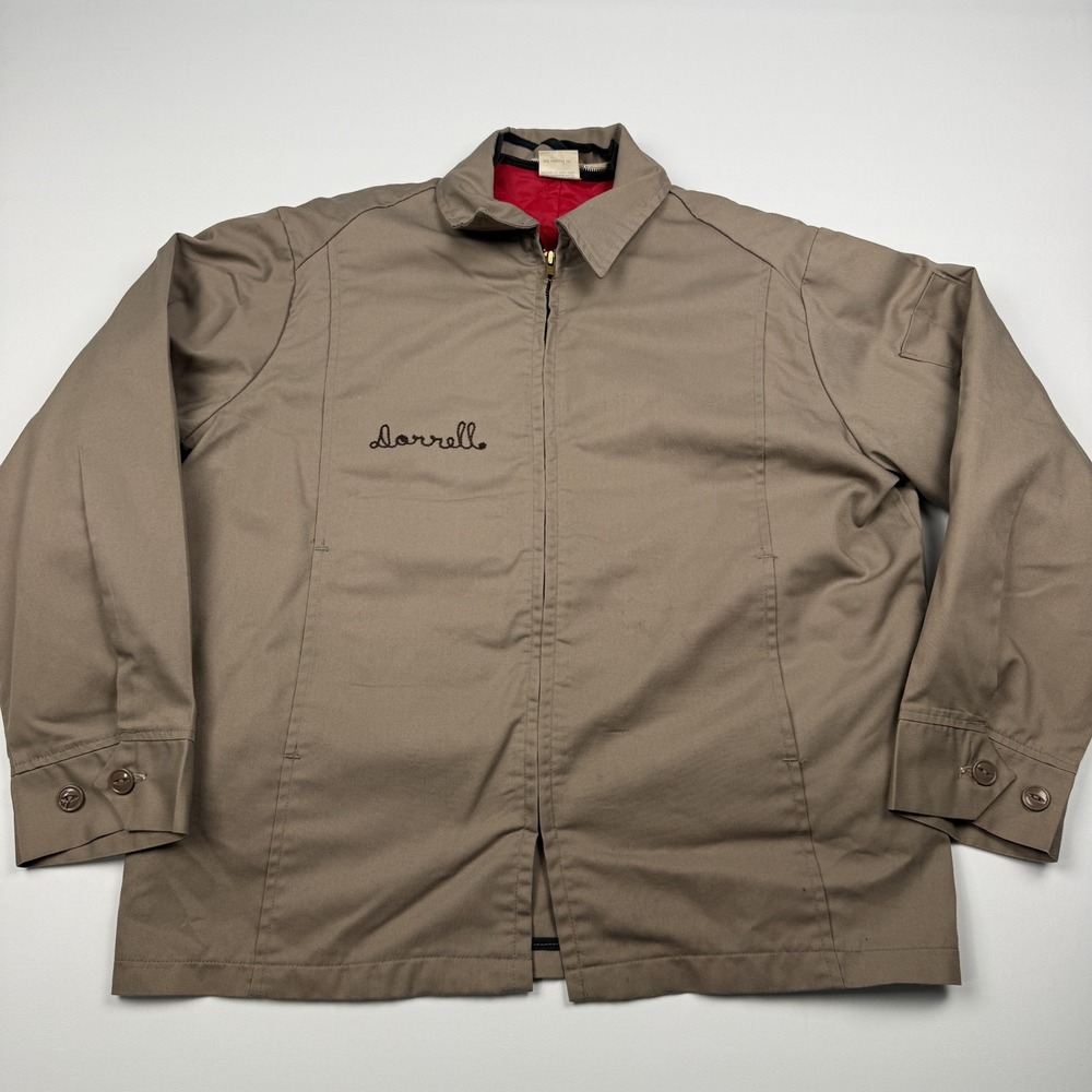Vintage Unitog Jacket Mens Large Beige Lined Workwear USA Chain Stitch